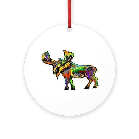 CafePress - MOOSE - Round Wood Ornament 4"