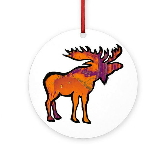 CafePress - MOOSE -  Round Wood Ornament 4"