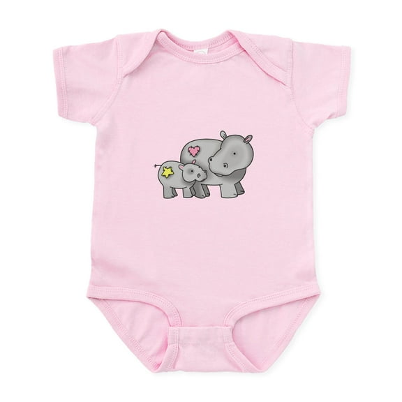 CafePress - MOTHER AND BABY HIPPO Body Suit - Baby Light Bodysuit, Size Newborn - 24 Months