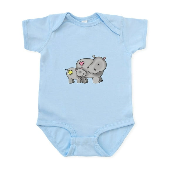 CafePress - MOTHER AND BABY HIPPO Body Suit - Baby Light Bodysuit, Size Newborn - 24 Months