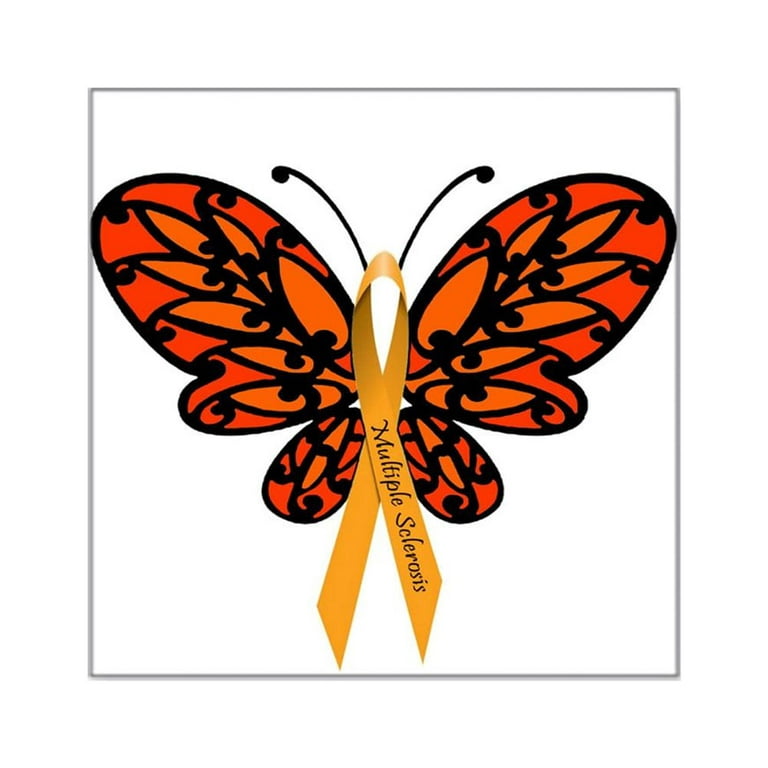 CafePress - MS Awareness Butterfly Ribbon Sticker - Square Sticker