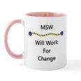thumbnail image 1 of CafePress - MSW Will Work For Change Mug - 11 oz Ceramic Mug - Novelty Coffee Tea Cup, 1 of 3