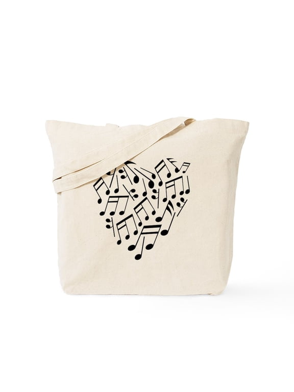 - MUSIC HEART Tote Bag - Unisex Canvas Tote Bag, Beige, 1-Piece