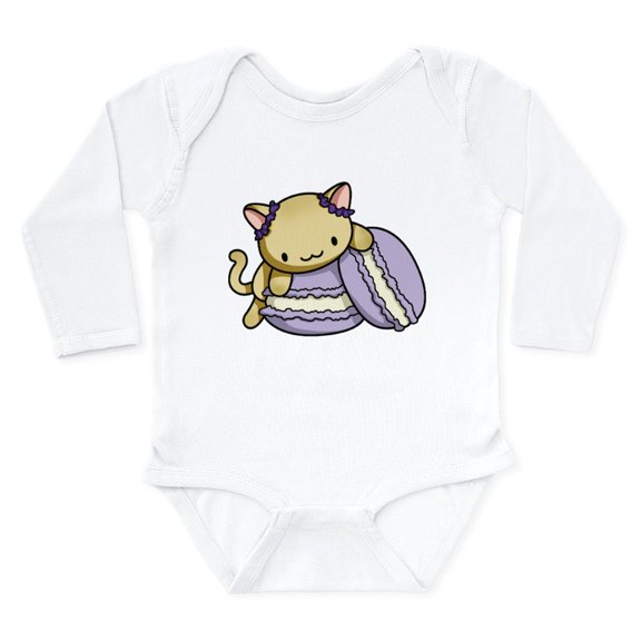CafePress - Macaron Kitty Body Suit - Long Sleeve Cotton Baby Bodysuit