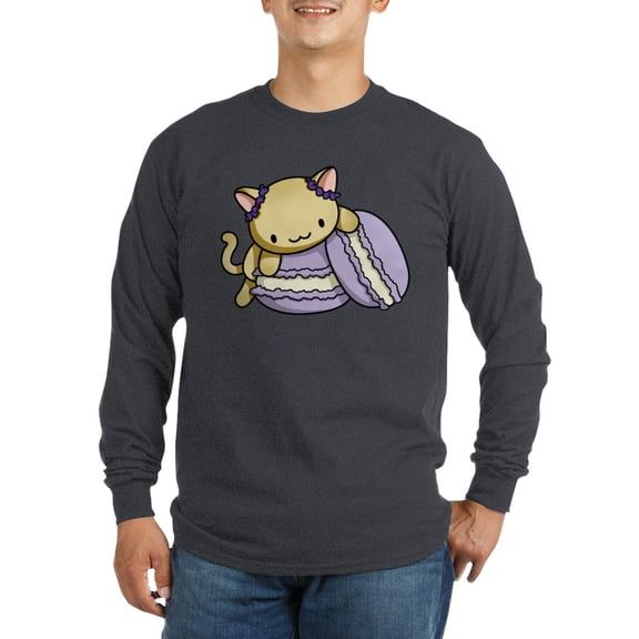 CafePress - Macaron Kitty Long Sleeve T Shirt - Long Sleeve Dark T-Shirt