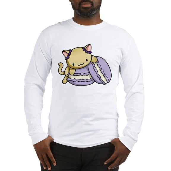 CafePress - Macaron Kitty Long Sleeve T Shirt - Unisex Cotton Long Sleeve T-Shirt