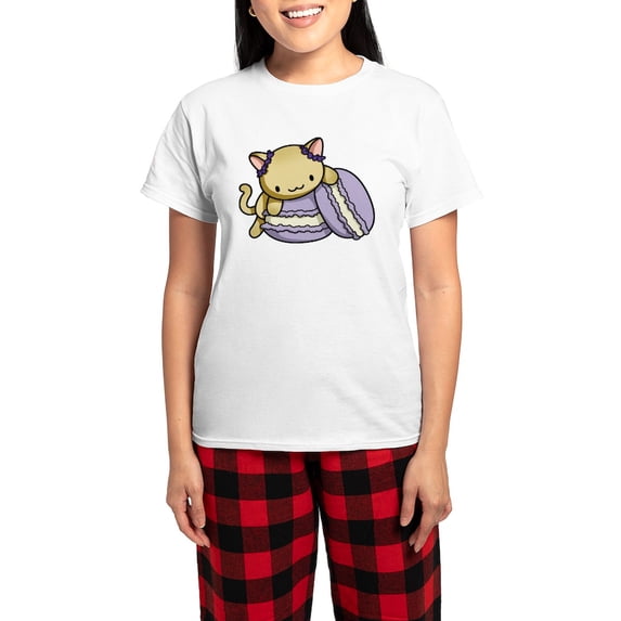 CafePress - Macaron Kitty Pajamas - Women's Short Sleeve Print T-Shirt and Pants Light Cotton Pajama Set