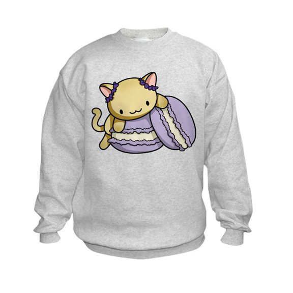 CafePress - Macaron Kitty Sweatshirt - Kids Sweatshirt, Youth Crew Neck Sweatshirt