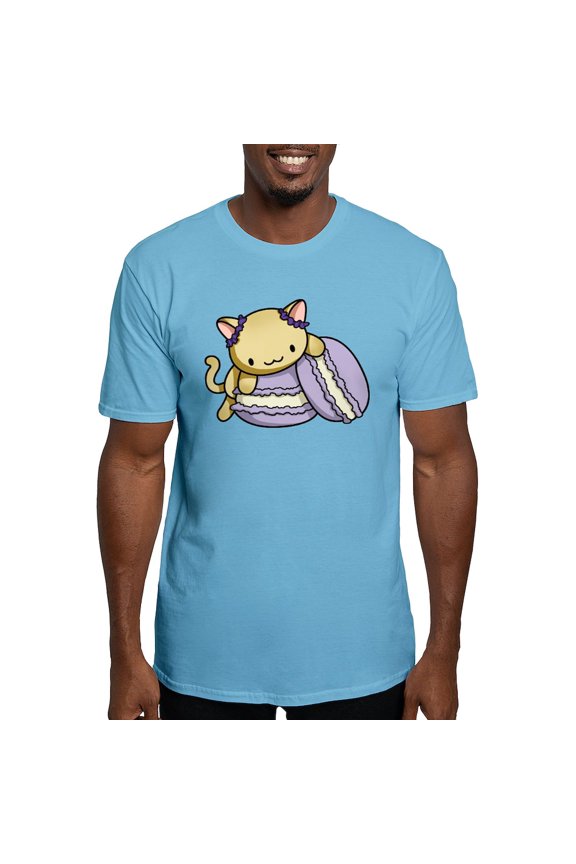 - Macaron Kitty T Shirt - Fitted T-Shirt, Vintage Fit Soft Cotton Tee