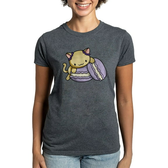 CafePress - Macaron Kitty T Shirt - Women's Traditional Fit Dark T-Shirt