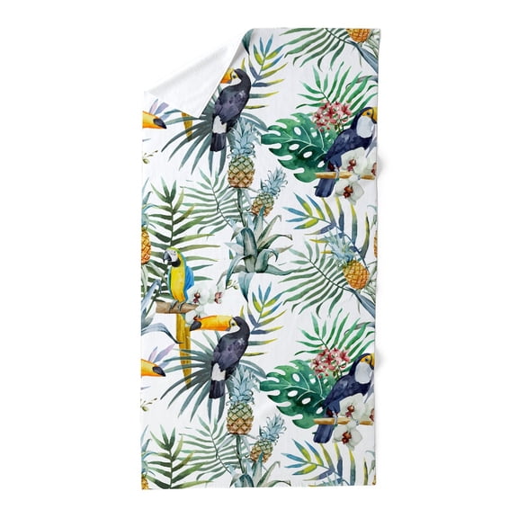 CafePress - Macaw Tropical Birds And Plants - Large Beach Towel, Soft 30"x60" Towel with Unique Design