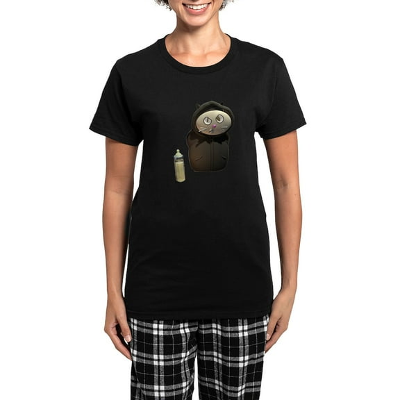 CafePress - Mad Puss No Bkgrnd Pajamas - Women's Short Sleeve Print T-Shirt and Pants Dark Cotton Pajama Set