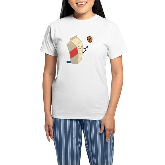 CafePress - Made For Each Other Cookies And Milk Pajamas - Women's Short Sleeve Print T-Shirt and Pants Light Cotton Pajama Set