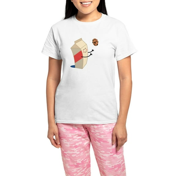 CafePress - Made For Each Other Cookies And Milk Pajamas - Women's Short Sleeve Print T-Shirt and Pants Light Cotton Pajama Set