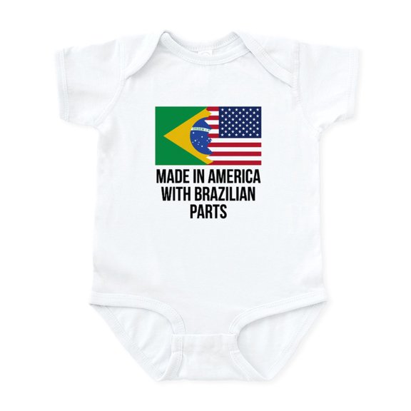 CafePress - Made In America With Brazilian Parts Body Suit - Baby Light Bodysuit, Size Newborn - 24 Months