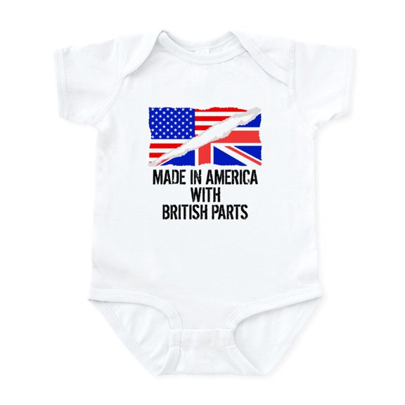 CafePress - Made In America With British Parts Body Suit - Baby Light Bodysuit, Size Newborn - 24 Months