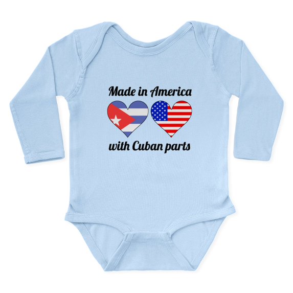 CafePress - Made In America With Cuban Parts Body Suit - Long Sleeve Cotton Baby Bodysuit