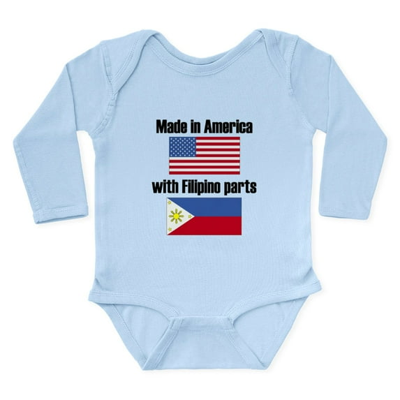 CafePress - Made In America With Filipino Parts Body Suit - Long Sleeve Cotton Baby Bodysuit