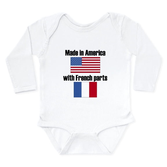 CafePress - Made In America With French Parts Body Suit - Long Sleeve Cotton Baby Bodysuit