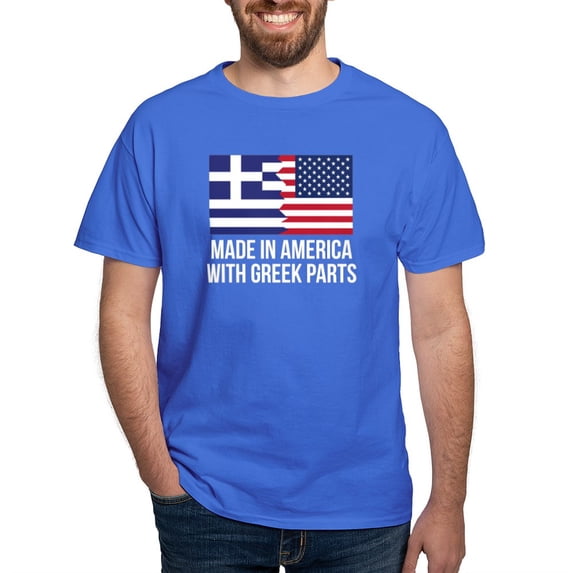 CafePress - Made In America With Greek Parts T Shirt - Men's Classic Graphic Cotton T-Shirt