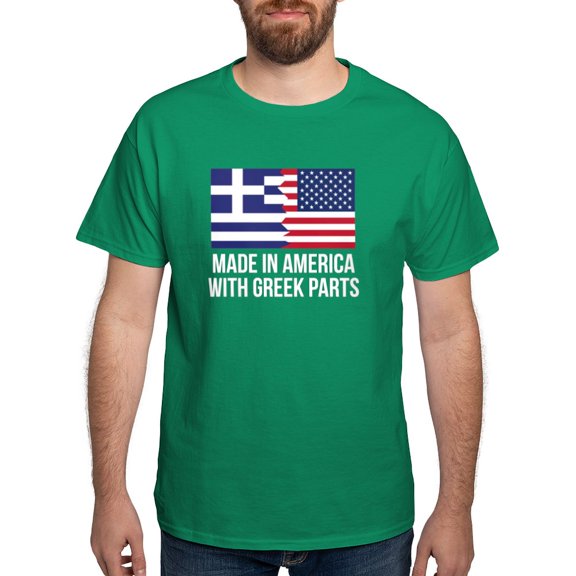 CafePress - Made In America With Greek Parts T Shirt - Men's Classic Graphic Cotton T-Shirt