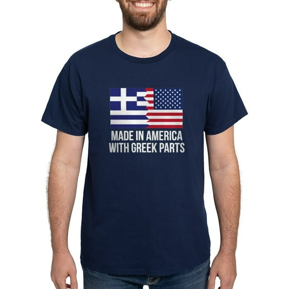 CafePress - Made In America With Greek Parts T Shirt - Men's Classic Graphic Cotton T-Shirt