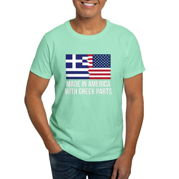 CafePress - Made In America With Greek Parts T Shirt - Men's Classic Graphic Cotton T-Shirt