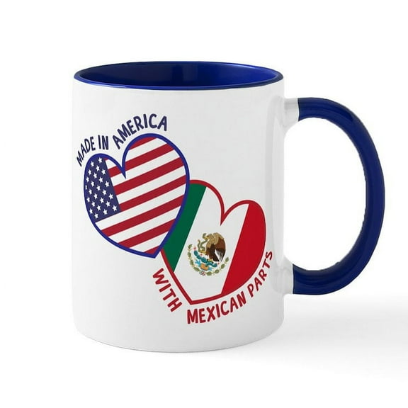 CafePress - Made In America With Mexican Par - 11 oz Ceramic Mug - Novelty Coffee Tea Cup