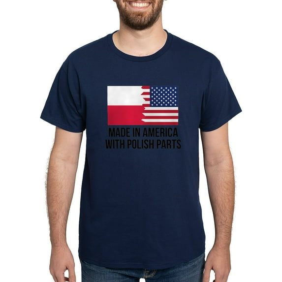 CafePress - Made In America With Polish Parts T Shirt - Men's Classic Graphic Cotton T-Shirt