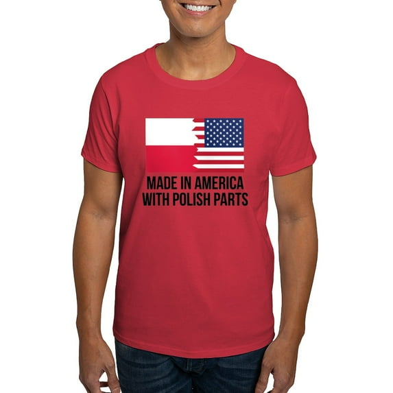 CafePress - Made In America With Polish Parts T Shirt - Men's Classic Graphic Cotton T-Shirt