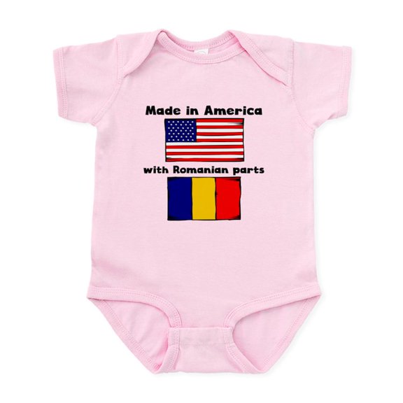 CafePress - Made In America With Romanian Parts Body Suit - Baby Light Bodysuit, Size Newborn - 24 Months