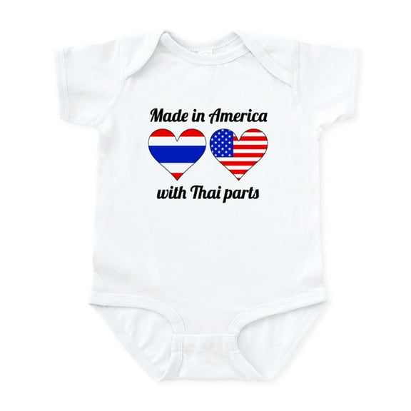 CafePress - Made In America With Thai Parts Body Suit - Baby Light Bodysuit, Size Newborn - 24 Months