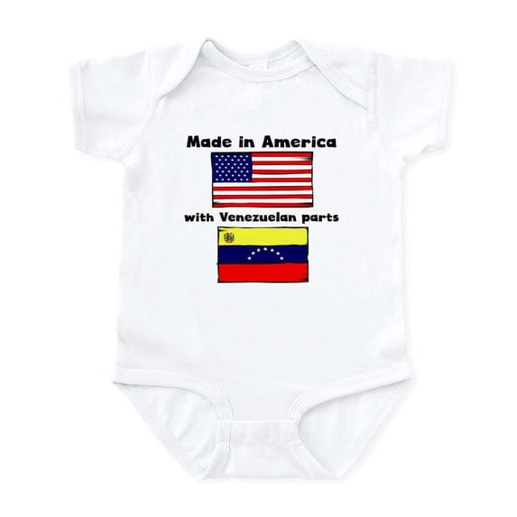 CafePress - Made In America With Venezuelan Parts Body Suit - Baby Light Bodysuit, Size Newborn - 24 Months