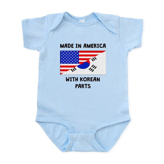 CafePress - Made In American With Korean Parts Body Suit - Baby Light Bodysuit, Size Newborn - 24 Months