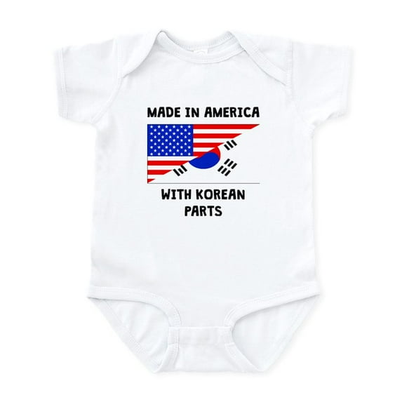 CafePress - Made In American With Korean Parts Body Suit - Baby Light Bodysuit, Size Newborn - 24 Months