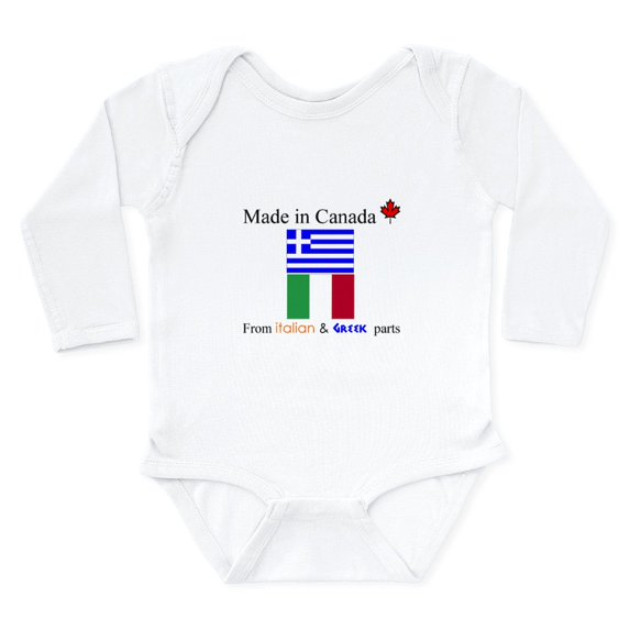CafePress - Made In Canada From Italian And Greek Parts Body S - Long Sleeve Cotton Baby Bodysuit
