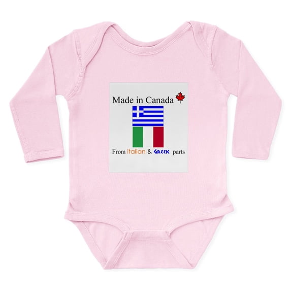 CafePress - Made In Canada From Italian And Greek Parts Body S - Long Sleeve Cotton Baby Bodysuit