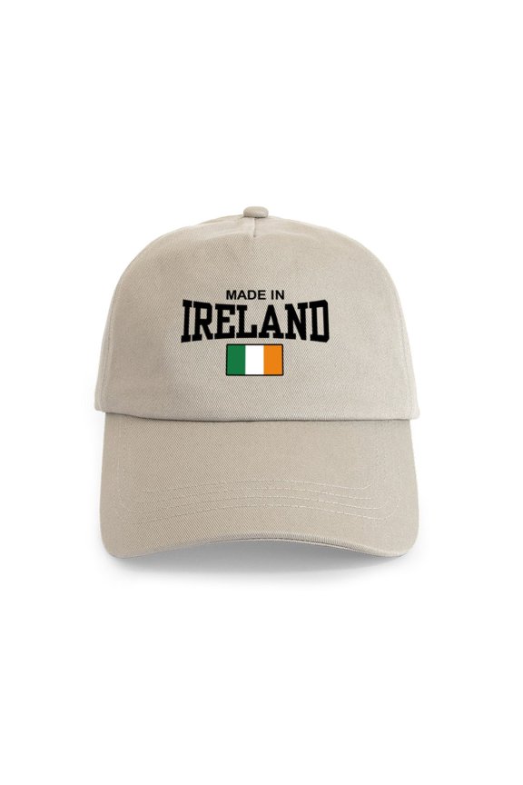 - Made In Ireland Cap - Adjustable 100% Brushed Unisex Casual Cotton Baseball Cap, Beige, 1