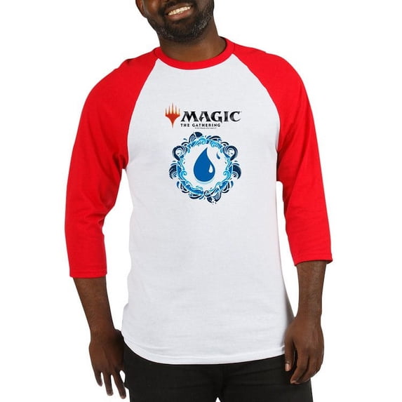 CafePress - Magic Blue Mana Symbol Baseball Jersey - Cotton Baseball Jersey, 3/4 Raglan Sleeve Shirt