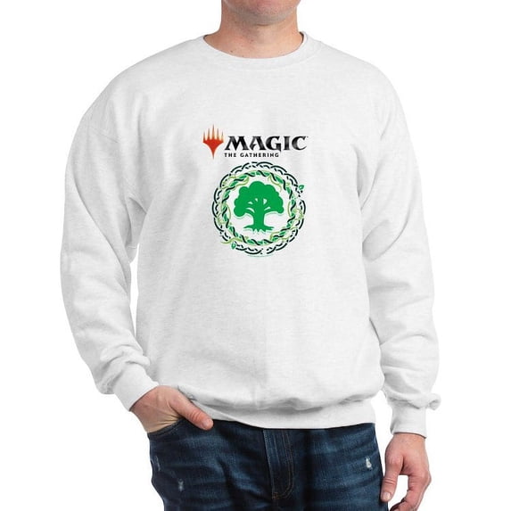 CafePress - Magic Green Mana Symbol Sweatshirt - Crew Neck Sweatshirt