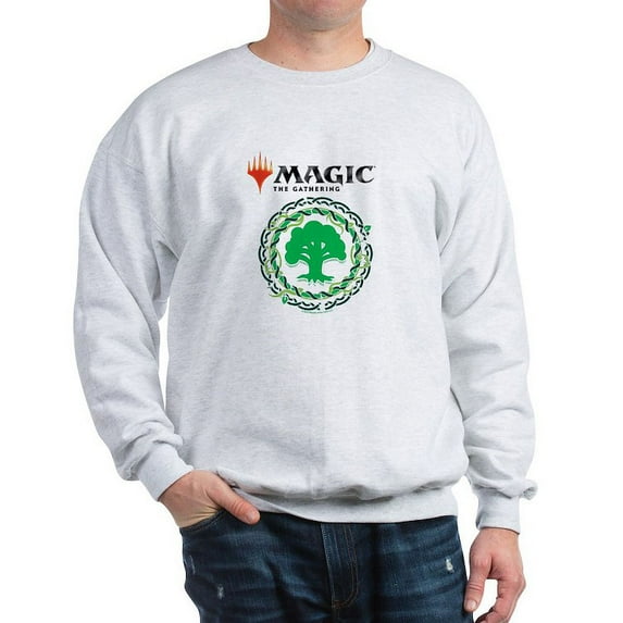 CafePress - Magic Green Mana Symbol Sweatshirt - Crew Neck Sweatshirt