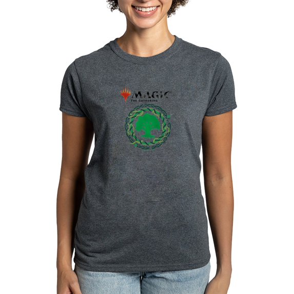 CafePress - Magic Green Mana Symbol T Shirt - Women's Traditional Fit Dark T-Shirt