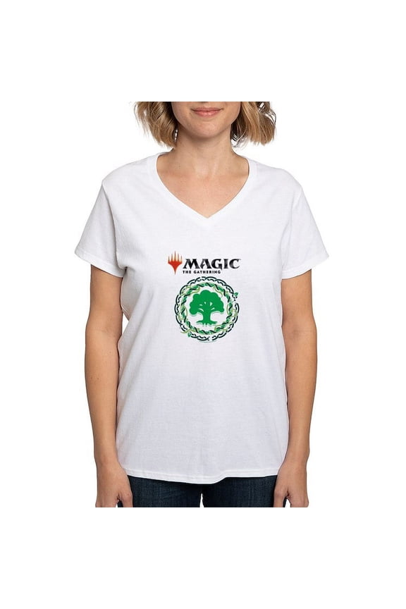 - Magic Green Mana Symbol T Shirt - Womens Cotton V-Neck T-shirt