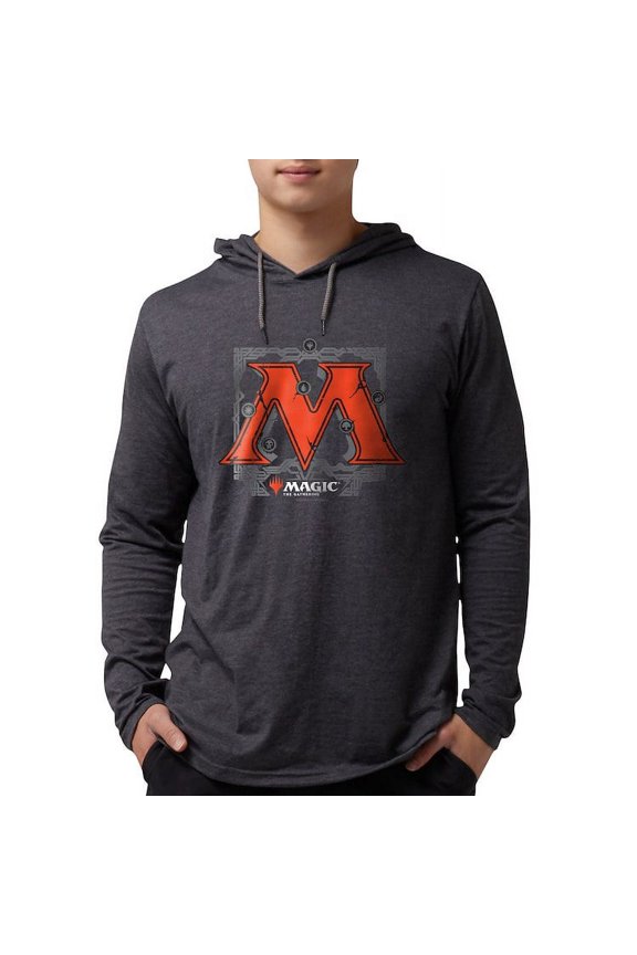 - Magic M Initial Long Sleeve T Shirt - Mens Hooded Shirt