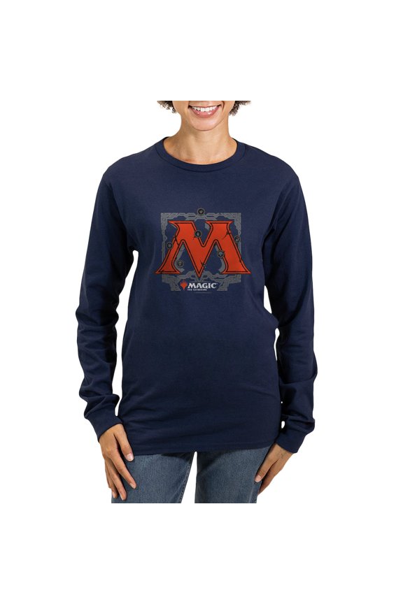 - Magic M Initial Long Sleeve T Shirt - Women's Long Sleeve Graphic Tee Casual Fit