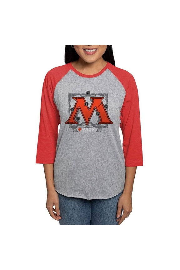 - Magic M Initial Long Sleeve T Shirt - Womens Baseball Tee