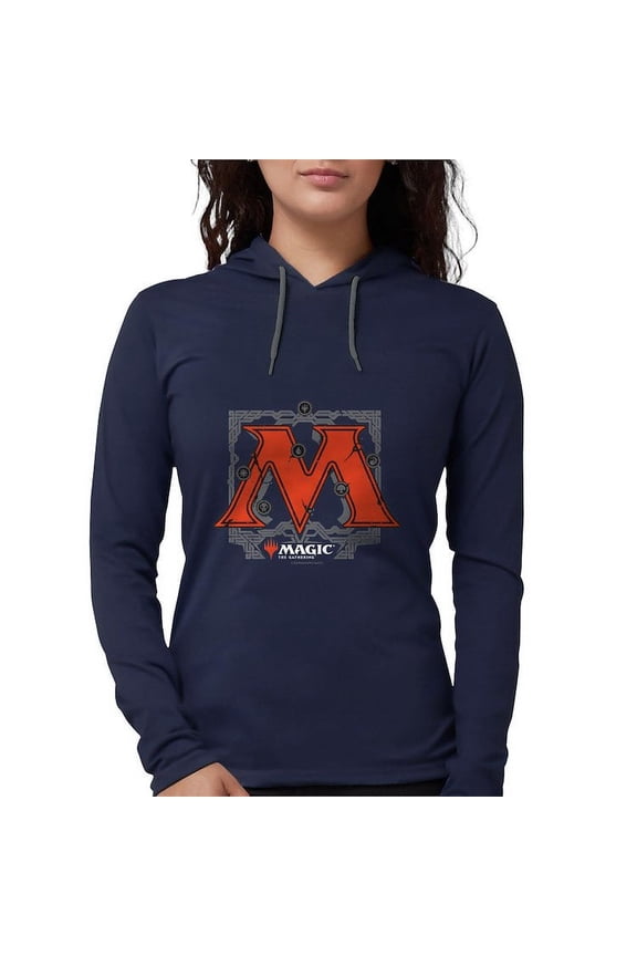 - Magic M Initial Long Sleeve T Shirt - Womens Hooded Shirt