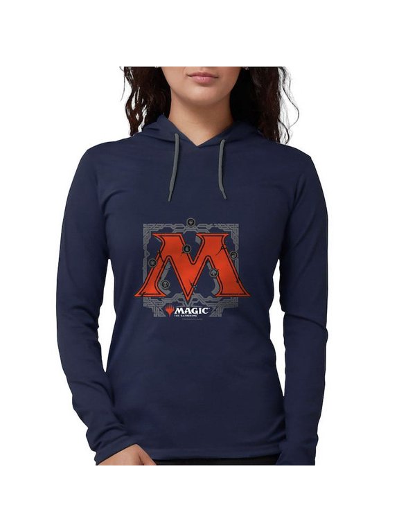 - Magic M Initial Long Sleeve T Shirt - Womens Hooded Shirt