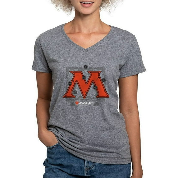 CafePress - Magic M Initial T Shirt - Women's V-Neck Dark T-Shirt