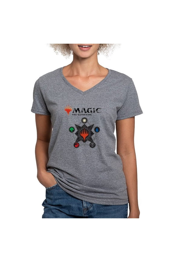 - Magic Mana Symbols T Shirt - Women's V-Neck Dark T-Shirt